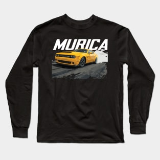 MURICA  Charger challenger Hellcat Widebody SRT yellow jacket burnout 1/4 mile drag Long Sleeve T-Shirt